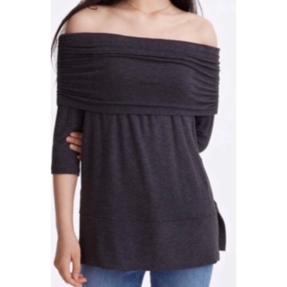 Lou & Grey Sweaters - Lou & Grey Charcoal Gray Off the Shoulder Size S